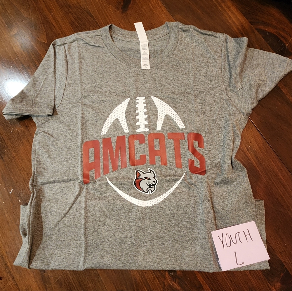 Gray AMCATs Football Kids Tee NWT Youth Large Anna Maria